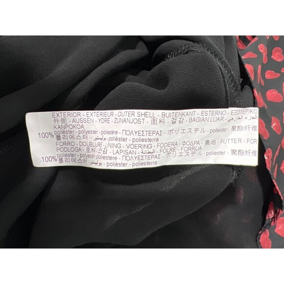 Zara Mini Dress Size Medium A Line Babydoll Black Red Long Sleeve Heart Print - Picture 7 of 10